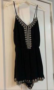 Romper Black Embroidered Romper Bleuh Ciel, Medium