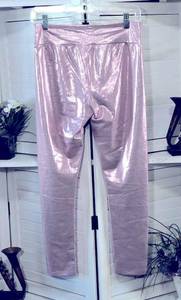 NWT Converse shiny pink and silver sparkly pin striped high rise leggings sz S