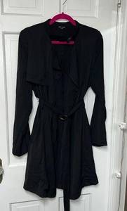 Belted Waterfall Trench Coat Duster black size large
