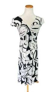 Womens Merona Black & White Sleeveless Abstract Faux Wrap Dress - Sz M
