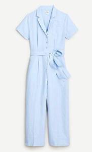 J. Crew Light Blue Linen Blend Short Sleeves Wide Leg Jumpsuit Women’s 12 Tall