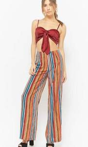 Forever 21 Multicolor Striped High Rise Palazzo Pants