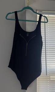 Black Half Zip Bodysuit