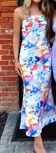 Floral Strapless Midi Dress Multi Size XS