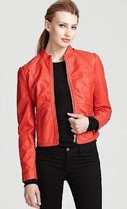 DKNY Red Moto Vegan Leather Jacket S