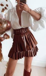 ZARA Skirt Faux Leather Pleated Skirt