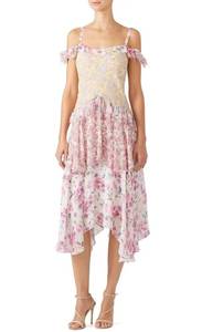 LoveShackFancy Pink Floral Silk Marceline Dress Size 4 US $375