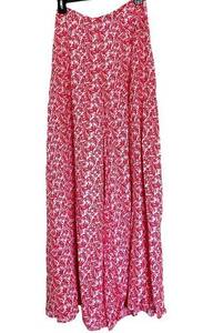 Aakaa Vici Dolls Pink Maxi Tropical Print Split Leg Resort Palazzo Pants Large