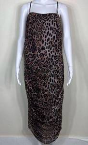 Nasty Gal  Ruched Lined Mesh Leopard Maxi Dress