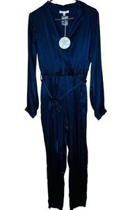 NWT Cloud Ten Jumpsuit SMALL Straight Leg Navy Blue Belted Surplice Long Sleeve