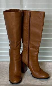 Liz & Co Brown Knee High Heeled Leather Boots 7.5