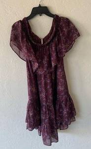 Free People  purple floral print off shoulder ruffle top and hem tunic