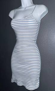 Brandy Melville Spring Bodycon Sundress Blue & White Striped Summer Dress Small