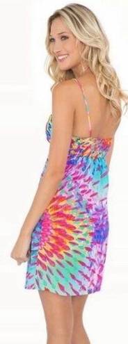 Luli Fama  Rainbow Tie Dye Mini Dress