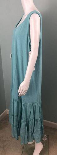 Caslon NWT Women's  Teal Mixed Media Drop Waist Maxi Dress Sz Large