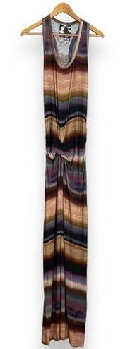 Young Fabulous and Broke  Maxi Dress Striped Tie-dye Racerback‎ Ruched Large Summer