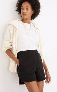 Madewell Airyterry Stitched-Pocket Sweatshorts Black Large MD304 New