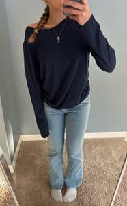 Off The Shoulder Navy Blue Top