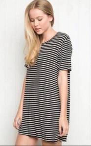 Brandy Melville  Modal Oversized Striped T-Shirt Dress in Black & White