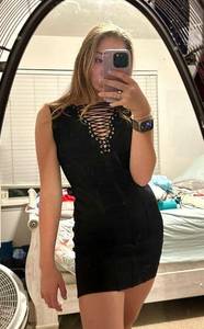 Forever Unique Black V Neck Lace Up Bandage Mini Dress S