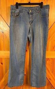 Faded Glory Stretch Boot Cut Blue Jeans Size 14 Embroidered (1942)