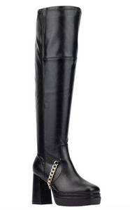 NEW Fashion To Figure Women's Maddy Boots- Wide Width Black Chain Detail