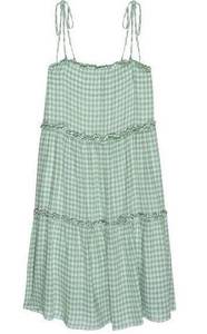 Modcloth Smocked Tiered Mint Checkered Dress Sz M