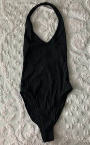 Out From Under Women’s Small  Urban Outfitters Black Ribbed Cheeky Halter Bodysuit