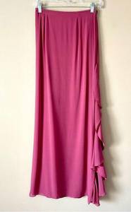 St. John  EVENING | 100% Silk Magenta Ruffle Maxi Skirt Sz 6