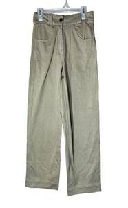 Frank & Oak Alice Khaki Straight Leg High Rose Pants Size 00