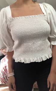 H&M White Ruffle Top