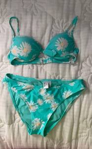 New  Sunflower Print 2Pc Swimsuit Bikini Underwired Padded Small:Medium