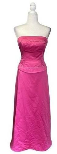 Jordan  Y2K Strapless Hot Pink Corset Formal Long Dress Fit & Flare 2