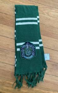 Harry Potter Scarf Green & White Slytherin Patch & Fringe