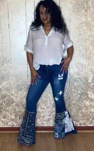 Handcrafted Dallas Cowboys Bellbottom Jeans