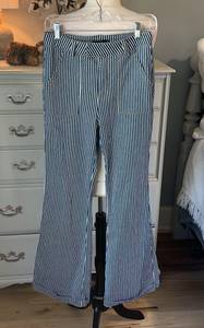 Forever 21 High Waist Denim Bell Bottoms Striped Jeans Womens Medium