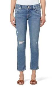 NWT Hudson Blue Denim Melbourne Distressed Collin Mid-Rise Straight-Leg Jean 26