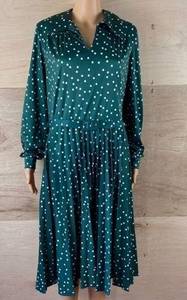 Vintage Linda Matthews Polkadot Green Dress