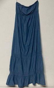 Blue Asphalt maxi dress strapless long dress ruffle bottom medium