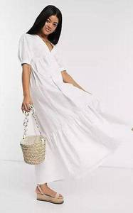 Cotton Poplin Tiered Maxi Dress