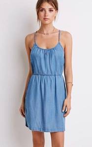 Life In Progress Denim Chambray Lyocell Tank Mini Dress Casual Sleeveless summer