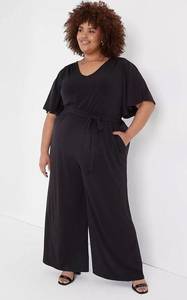 LANE BRYANT Flutter-Sleeve V-Neck Wide Leg Jumpsuit PLUS SIZE 30/32 NEW