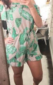 Stylehouse medium striped palm leaves vacay romper