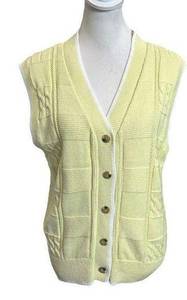 Aritzia TNA Rochester Sweater Vest Button Front Knit  VNeck Yellow Womens Size S