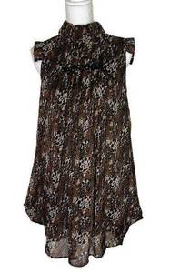 Chloe Womens Ruffled Sleeve Tent Dress Size 6 Animal Print Semi-Sheer Back Zip