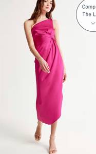 Pink One shoulder satin dress