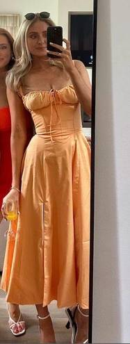 House Of CB  Carmen Midi Dress in Tangerine XS