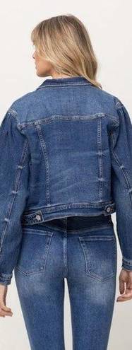 Vervet  by Flying Monkey denim balloon puff sleeve trucker denim jacket small