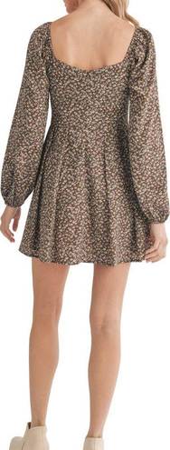 Lush Clothing Floral Print Long Puff Sleeve Minidress