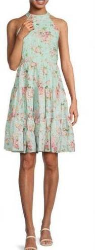 Eliza J Floral Halter Mini Tiered Dress NWOT size 6 Mint green/pink Pink -  $75 - From Janenne